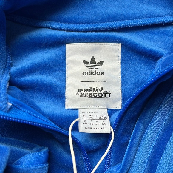 NWT - Adidas X Jeremy Scott Blue Velour Crop Top Track Jacket - Picture 6 of 9